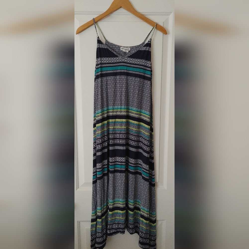 🌞Artisan NY Navy and White Striped Maxi Sundress ~ Size XS